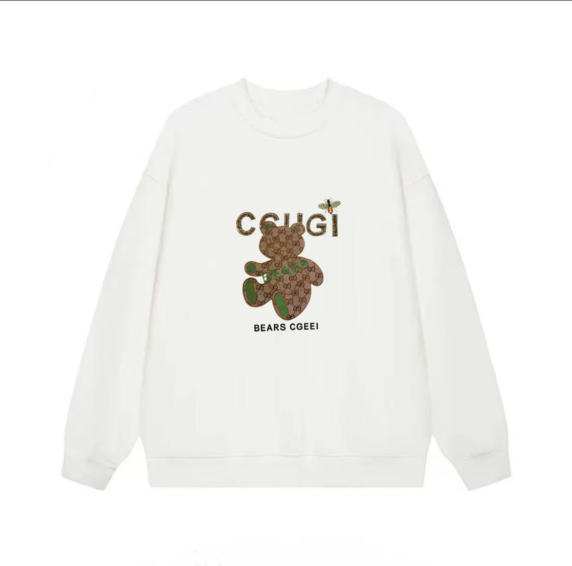 男女情侣款青春设计感情侣INS圆领卫衣-蜜蜂小熊