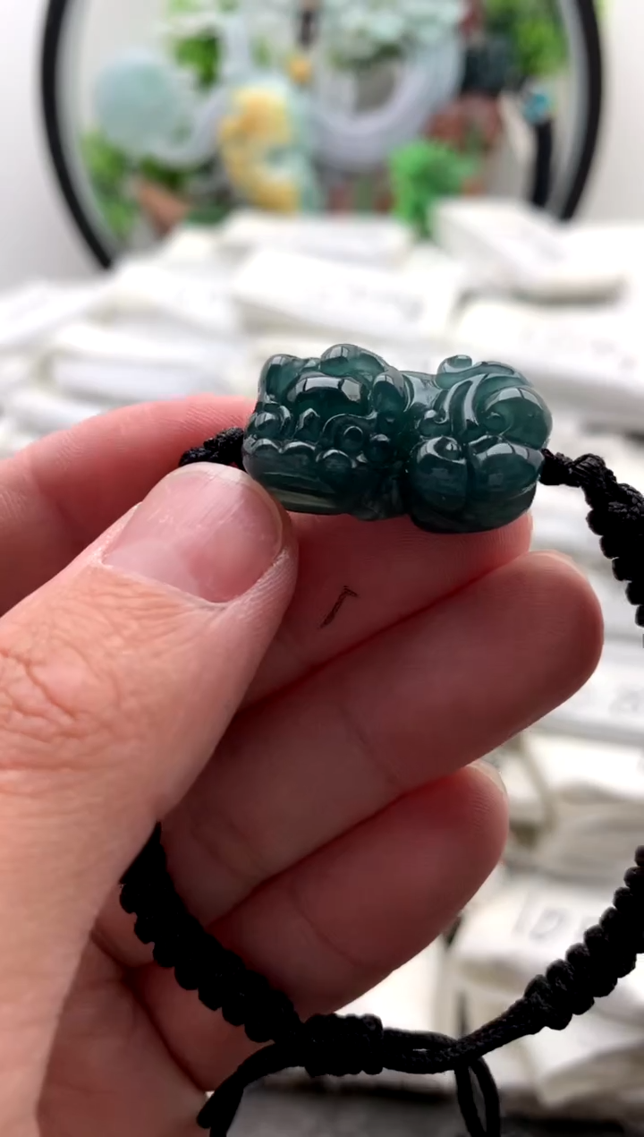 翡翠未镶嵌颈饰貔貅手绳【品质一般能接受再拍】