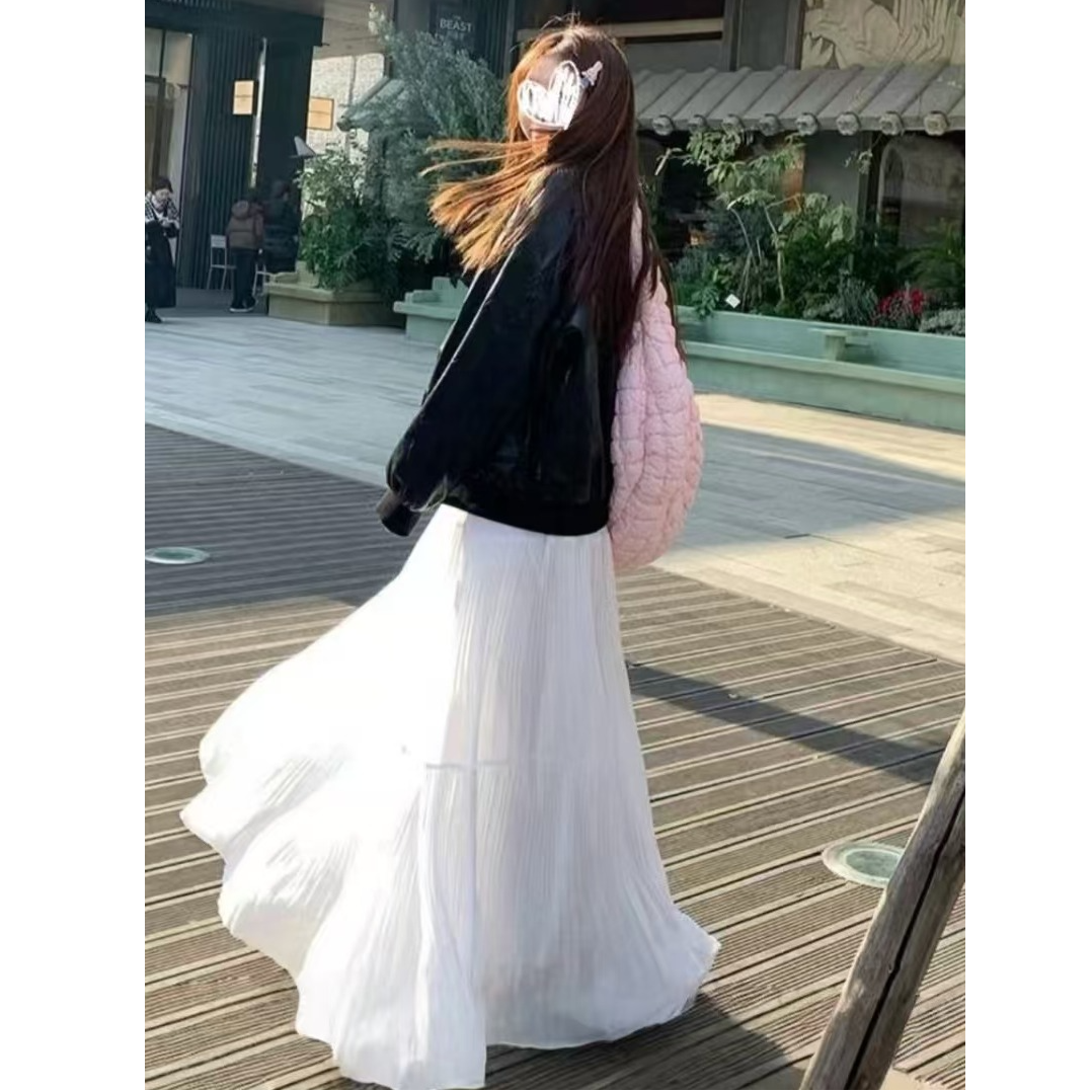 8068-夏新款微胖显瘦女装半身裙气质高腰温柔风