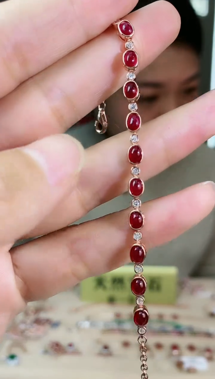 【闪购商品】红宝石手链银S925镶嵌手链