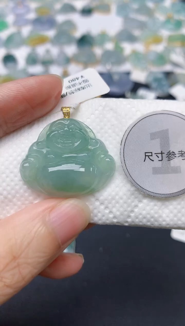 翡翠18K金镶嵌颈饰天然缅甸A货翡翠