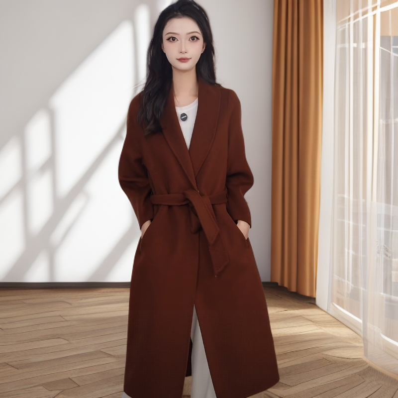 Gowani/乔万尼绵羊毛外套系带呢子大衣女EB4A037