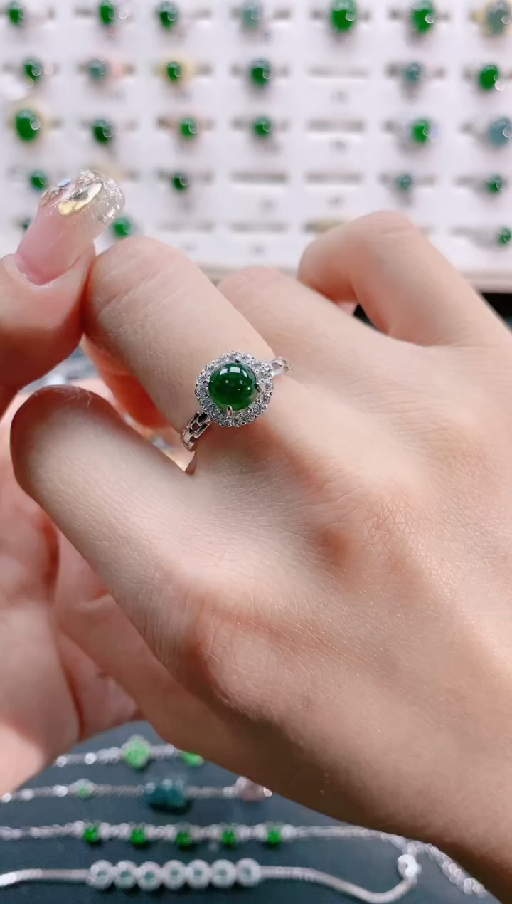 【闪购商品】翡翠戒指银S925镶嵌天然翡翠