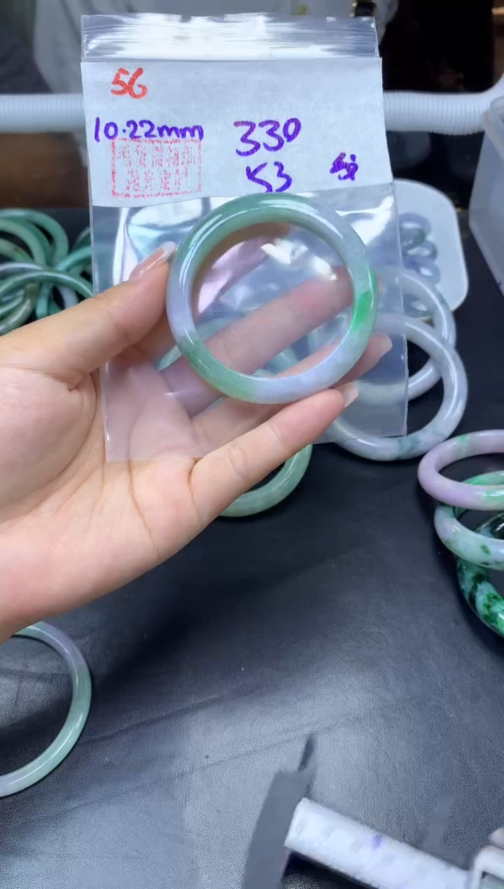未镶嵌定制翡翠56手镯53纹+330元+拍一发一