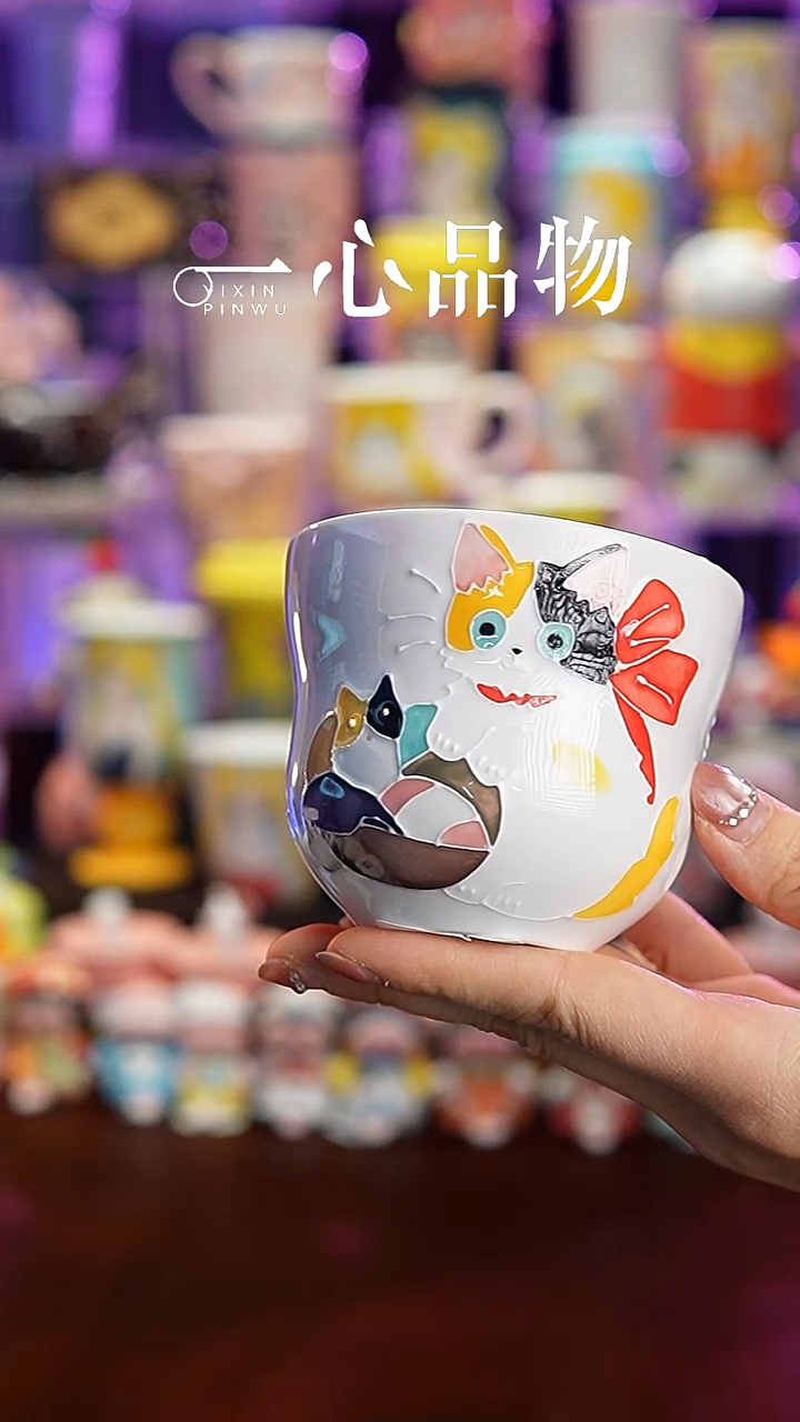 杯子瓷A18景德镇手工手绘杯子摆件