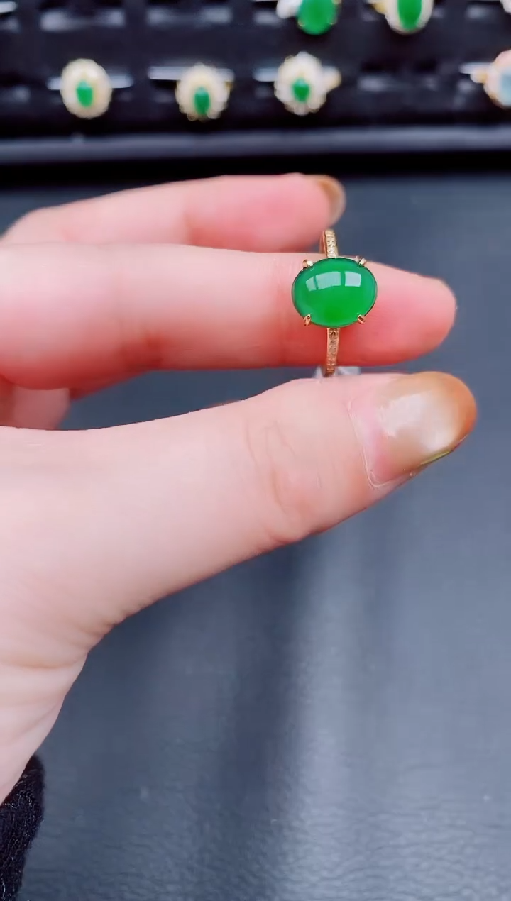 【闪购商品】翡翠戒指银S925镶嵌天然a货翡翠205