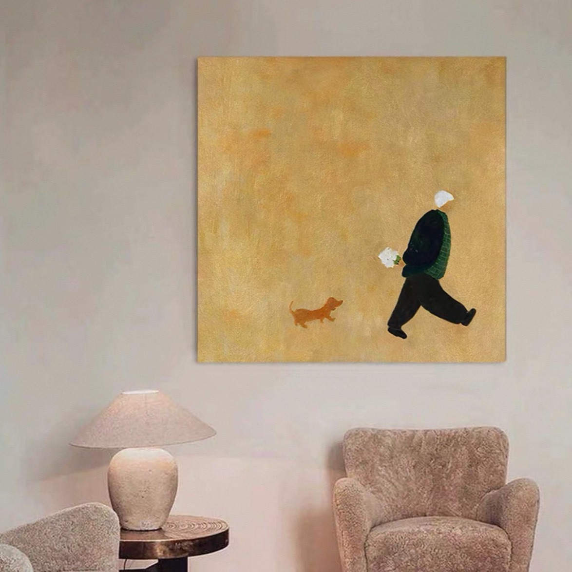 2025最新款《形影相伴》油画布高级纯手绘客厅卧室挂画装饰画