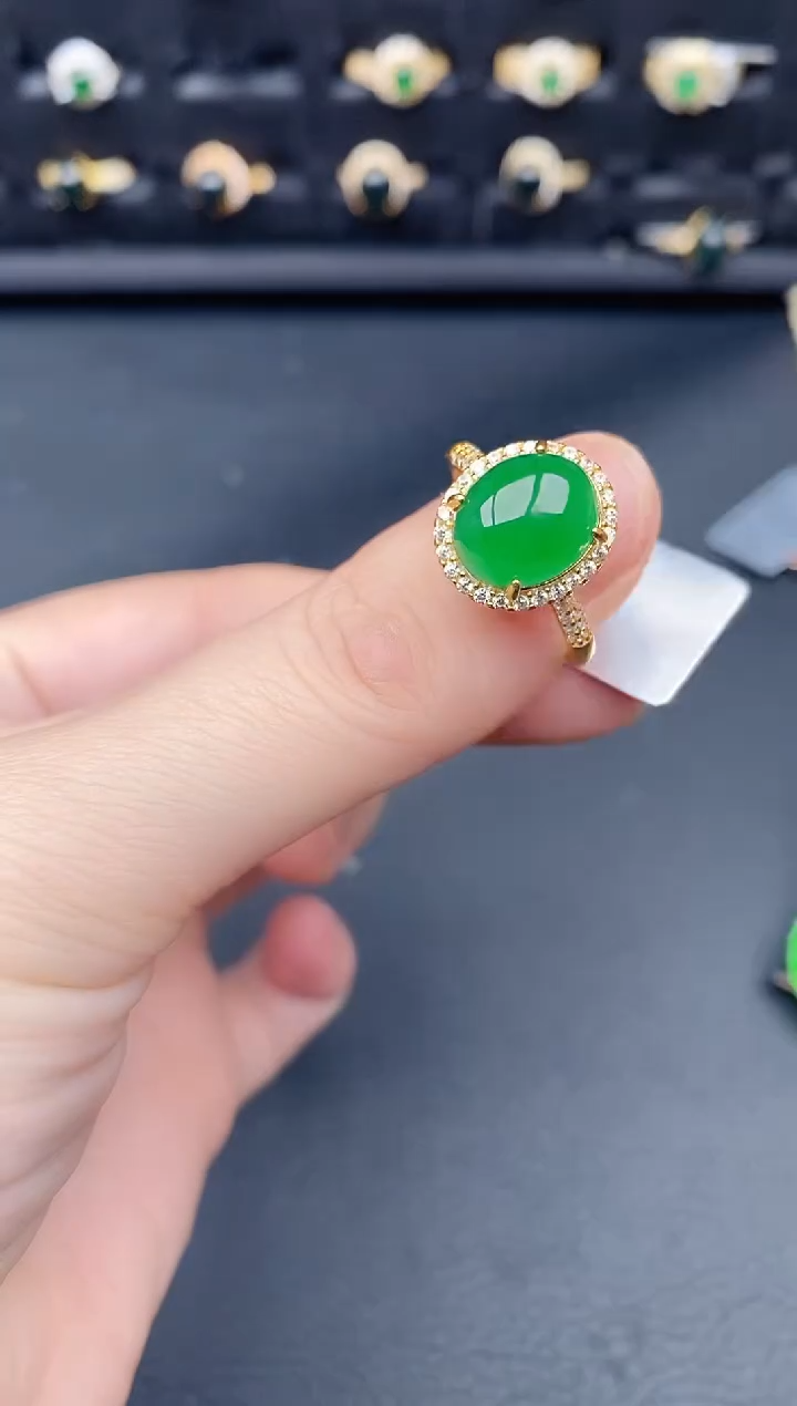 银S925镶嵌戒指翡翠天然a货翡翠183