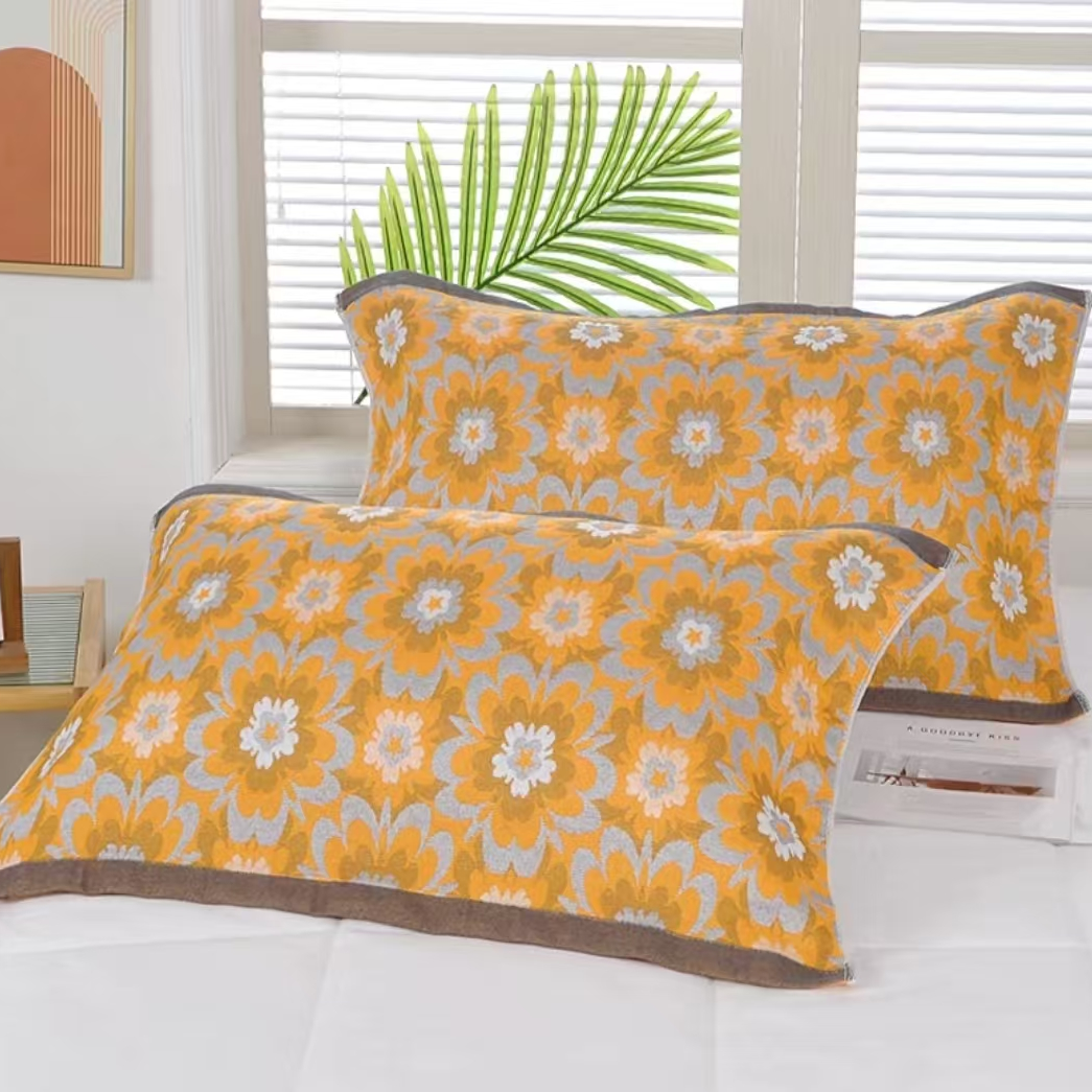 四季通用八层纱全棉枕巾一对装【金董】