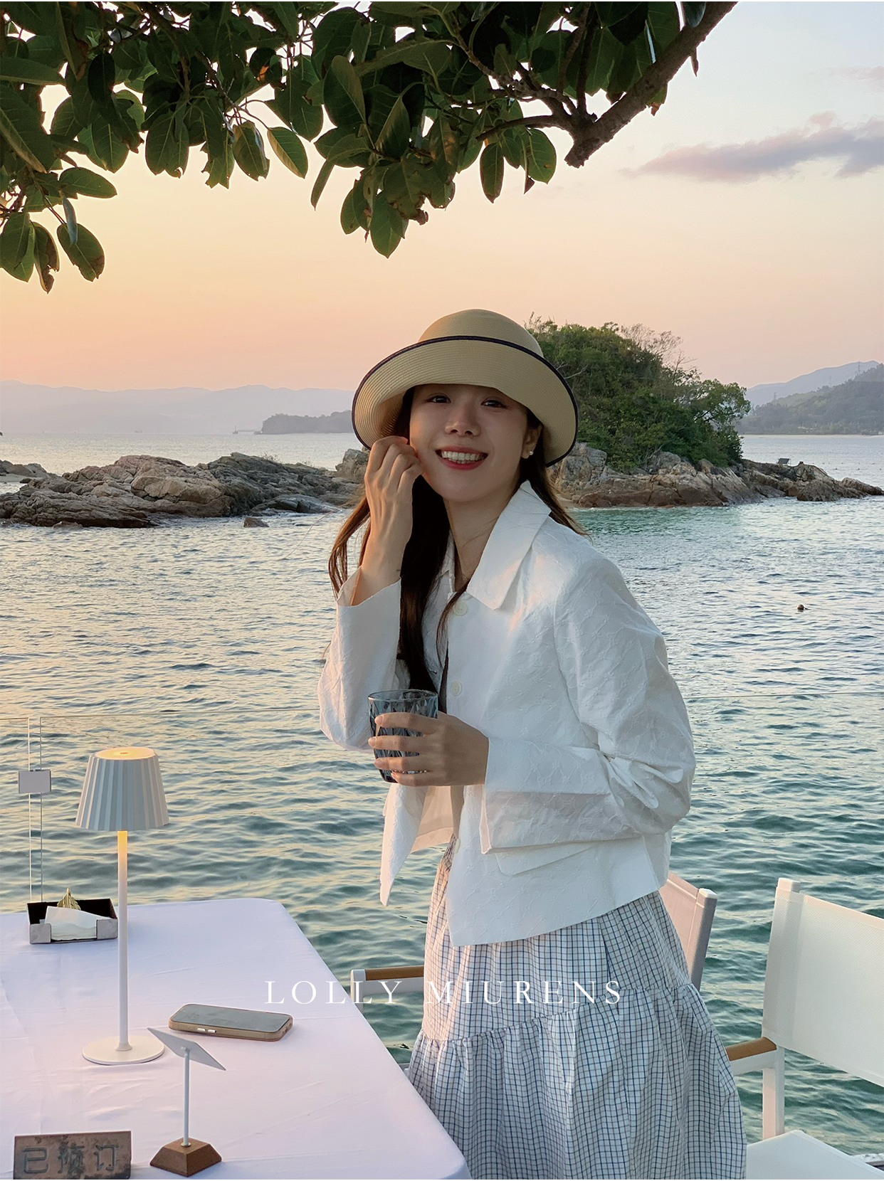 缪恩诗SPRING x「晚月白～❀」气质设计师翻领暗纹短外套M2501140501