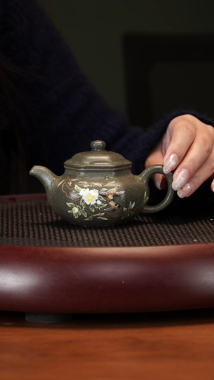 【闪购商品】紫砂茶壶2-35JXF六方莲子雪花绿泥160cc