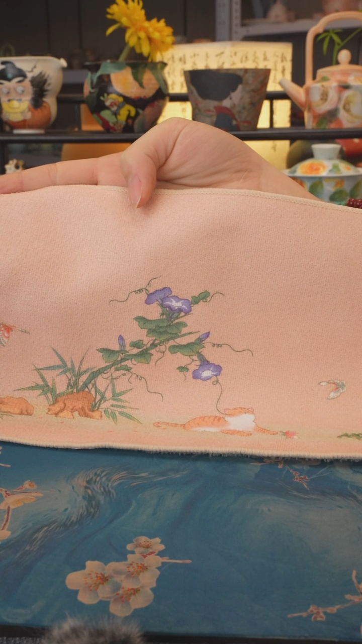 【闪购商品】直播间福利 粉色猫咪茶巾15*30cm