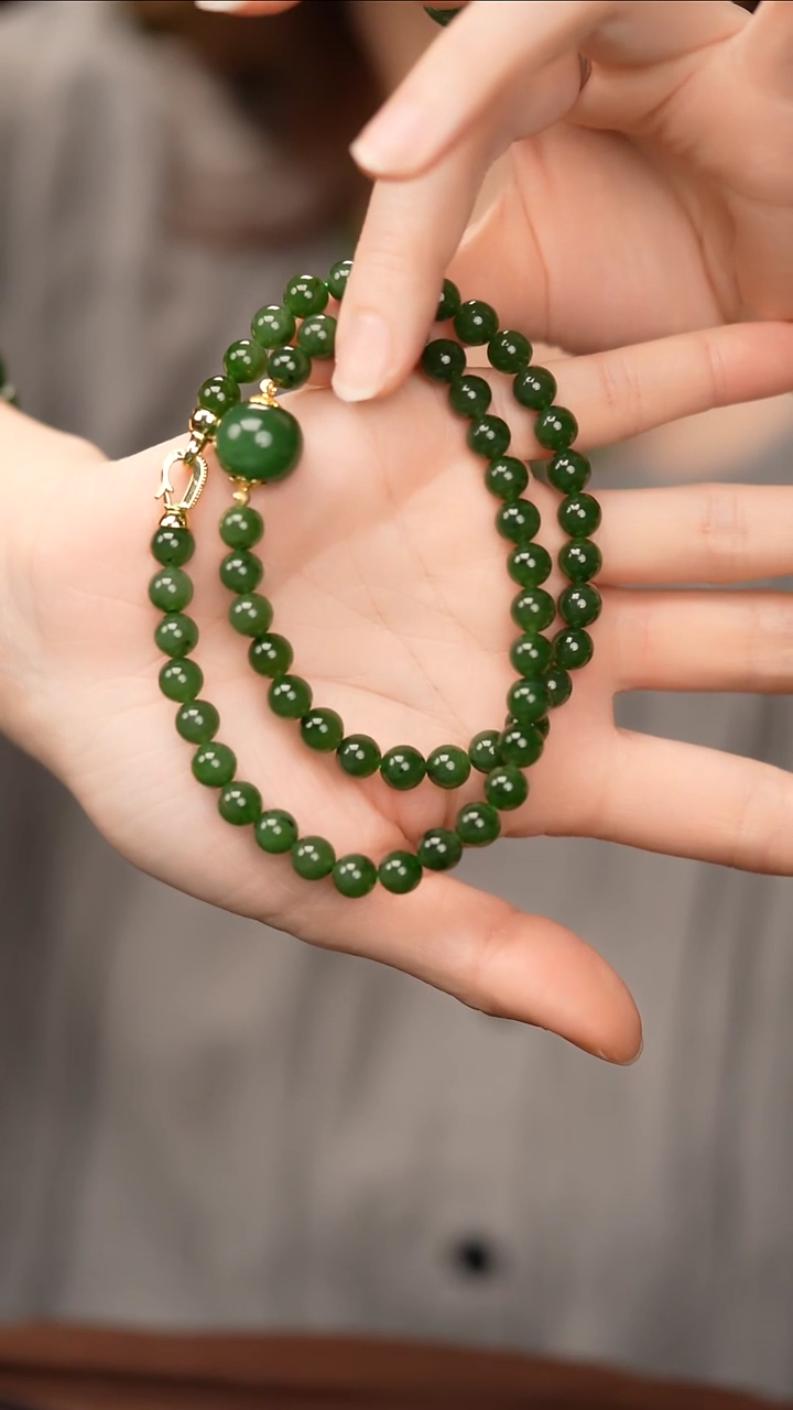 【闪购商品】和田玉（碧玉）项链未镶嵌±8mm和田玉碧玉项链