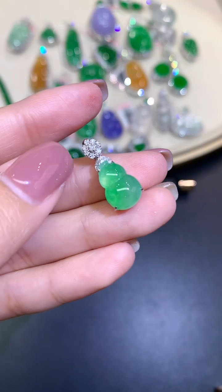 翡翠18K金镶嵌吊坠(不含链)吊坠A96|5800