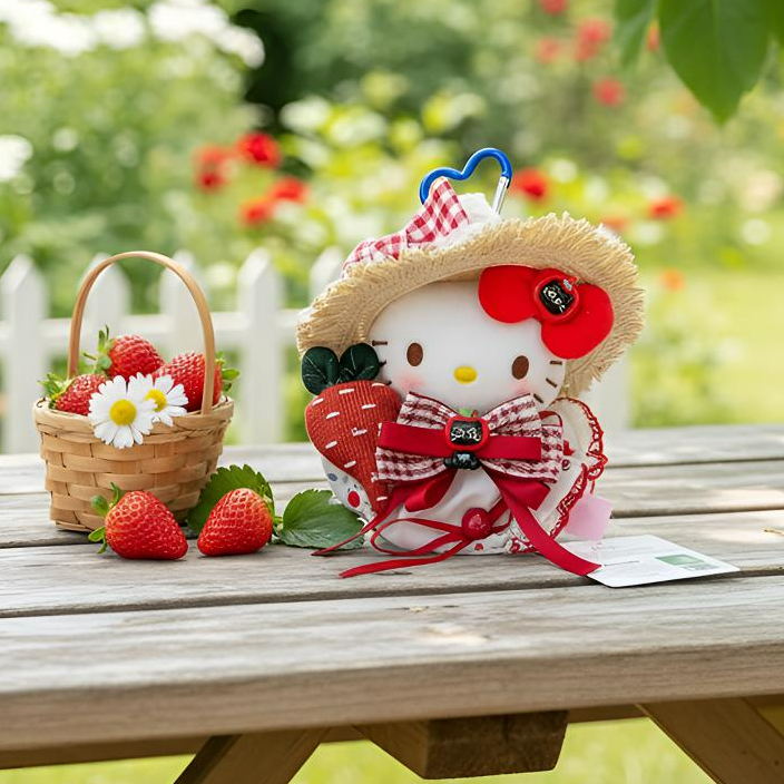 正版HelloKitty草帽甜萝kt挂件三丽鸥毛绒包挂玩偶送朋友生日礼物