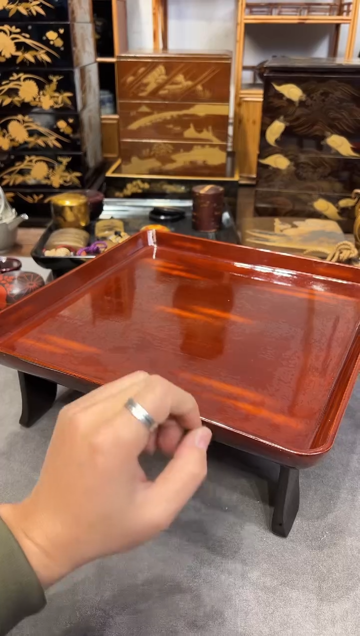 曙光塗 茶台 大漆漆器大漆漆器