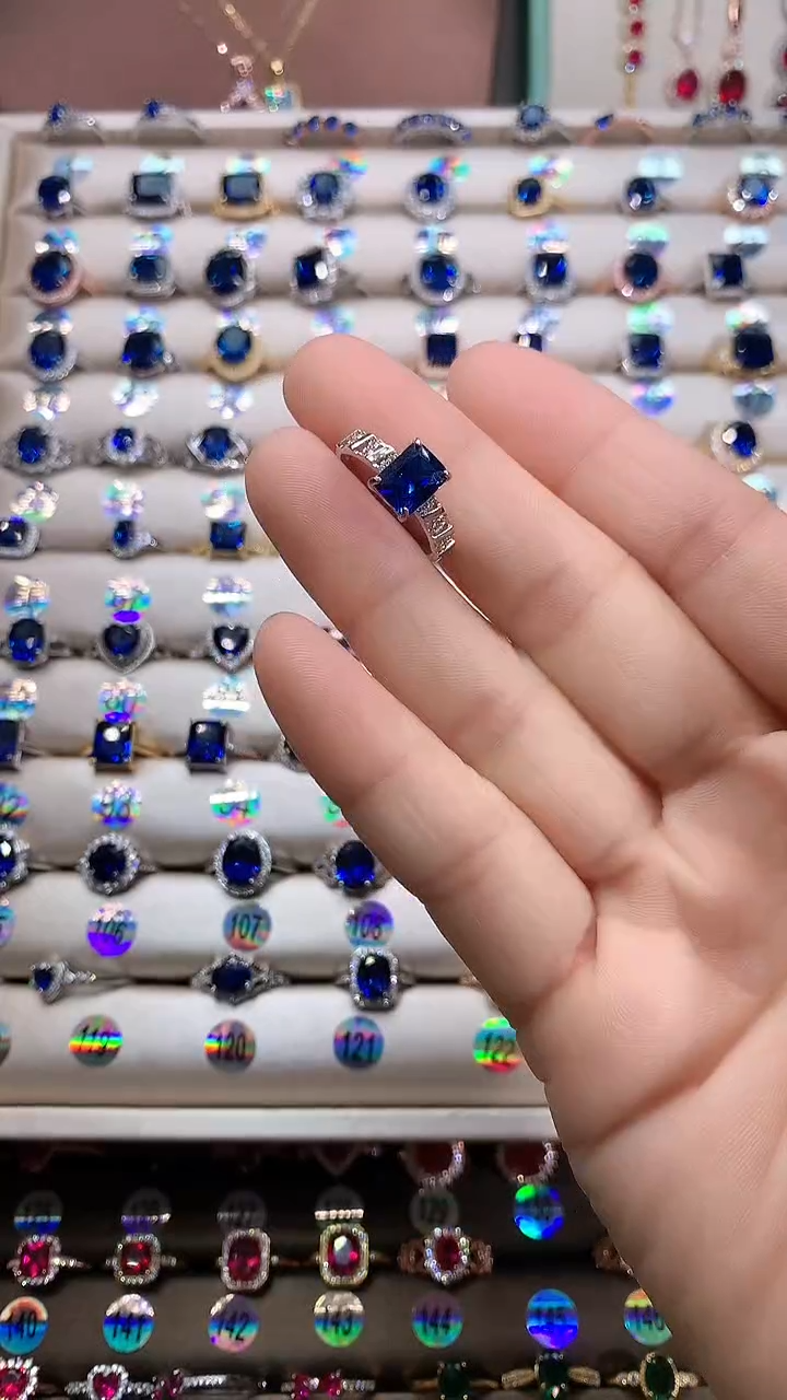 【闪购商品】蓝宝石戒指银S925镶嵌银色6.8