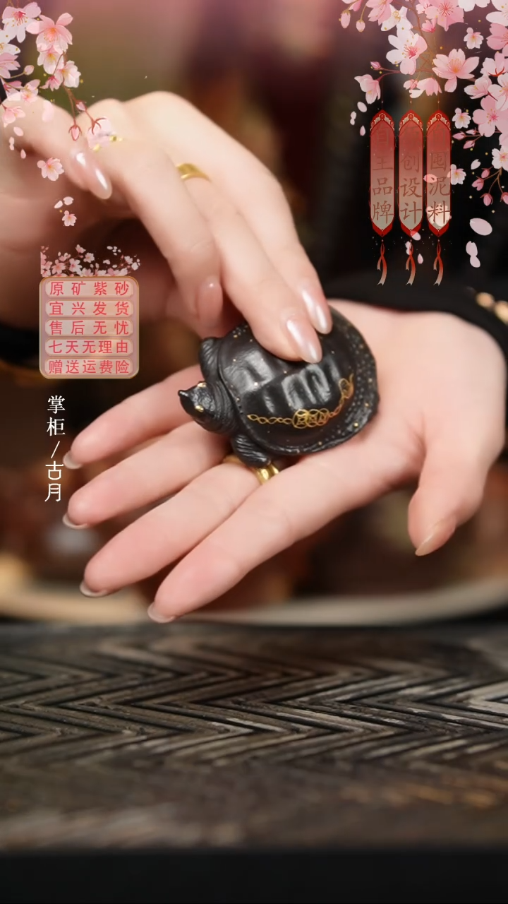 LT1198特黑料“富甲天下”金钱龟茶宠
