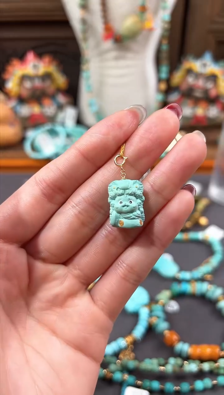 【闪购商品】绿松石颈饰18K金镶嵌绿松石吊坠