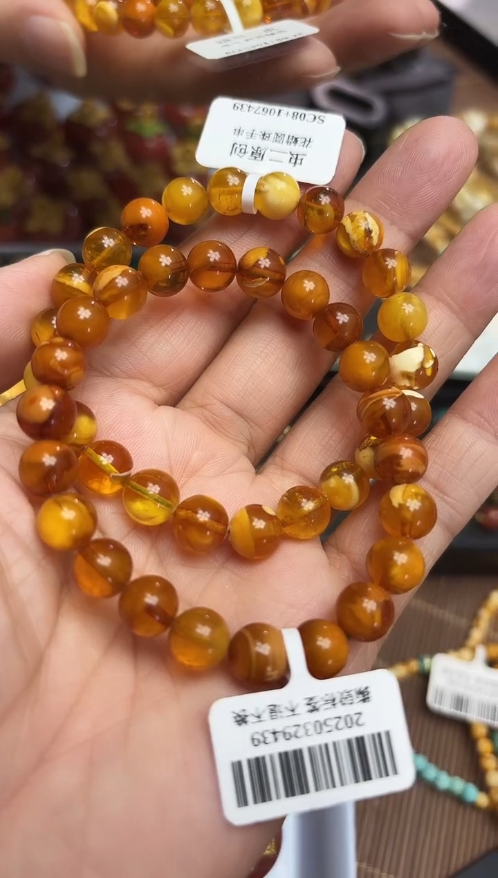 琥珀未镶嵌珠宝奇石8mm手串 多样性发一件