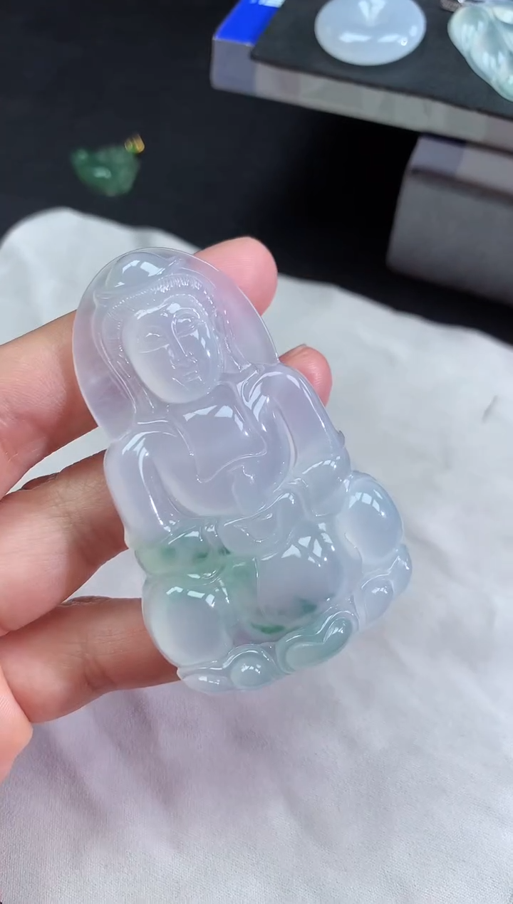 【闪购商品】翡翠颈饰未镶嵌冰种飘花观音吊坠
