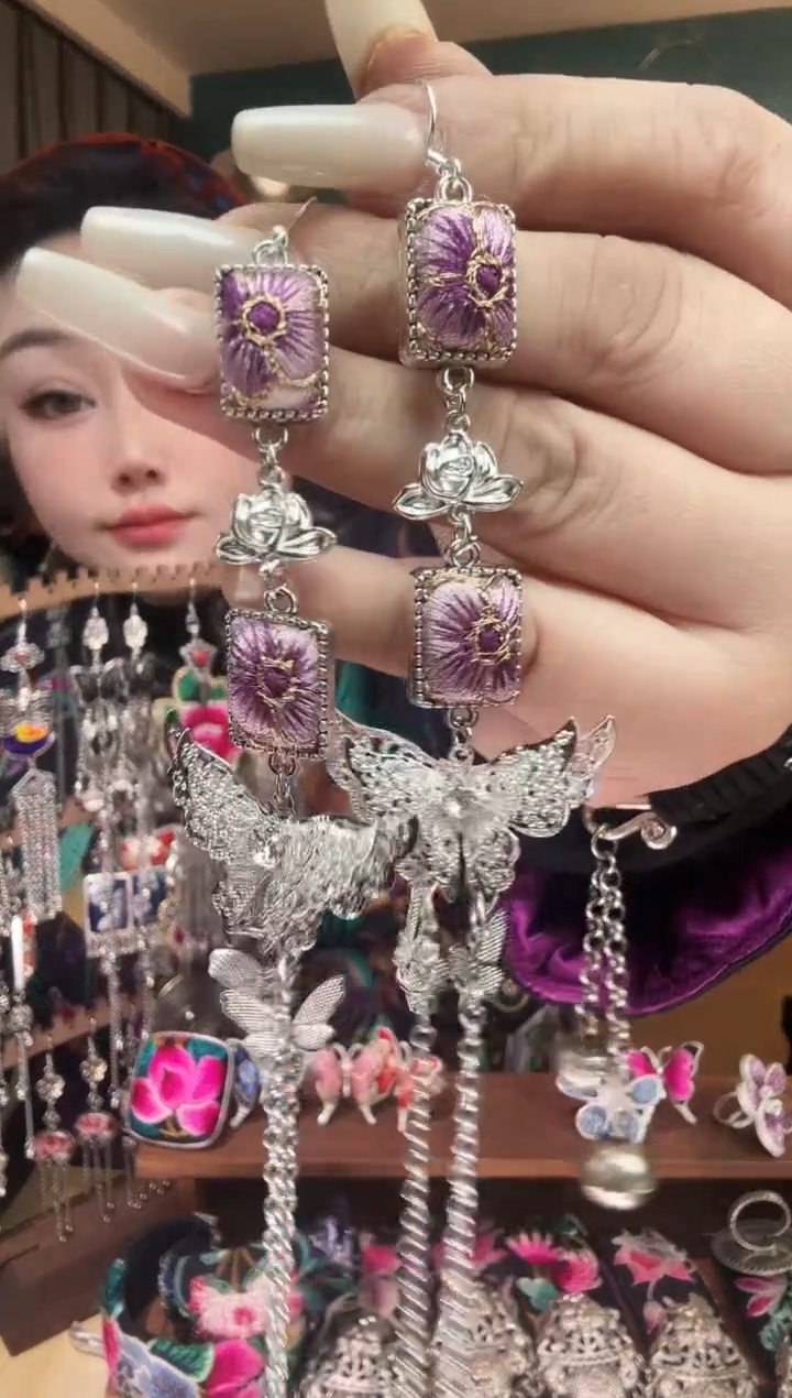 刺绣纯手工民族风刺绣耳环