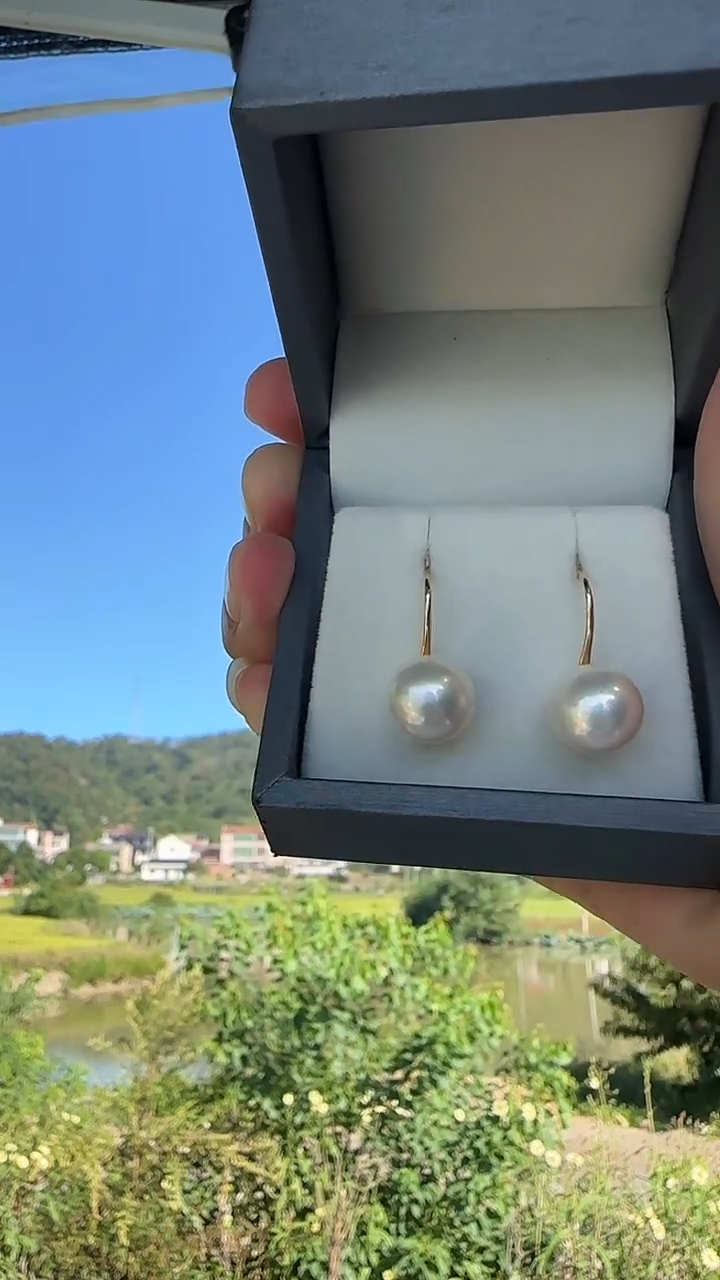 银S925镶嵌耳饰淡水珍珠11-12mm高跟鞋耳钩