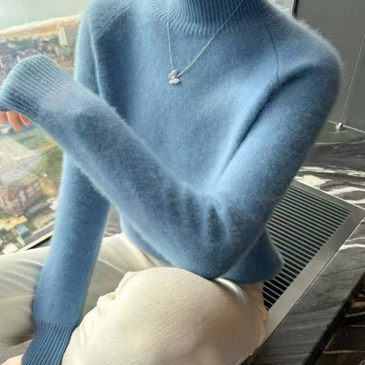 [001-050]上衣宽松半高领打底衫加厚针织柔