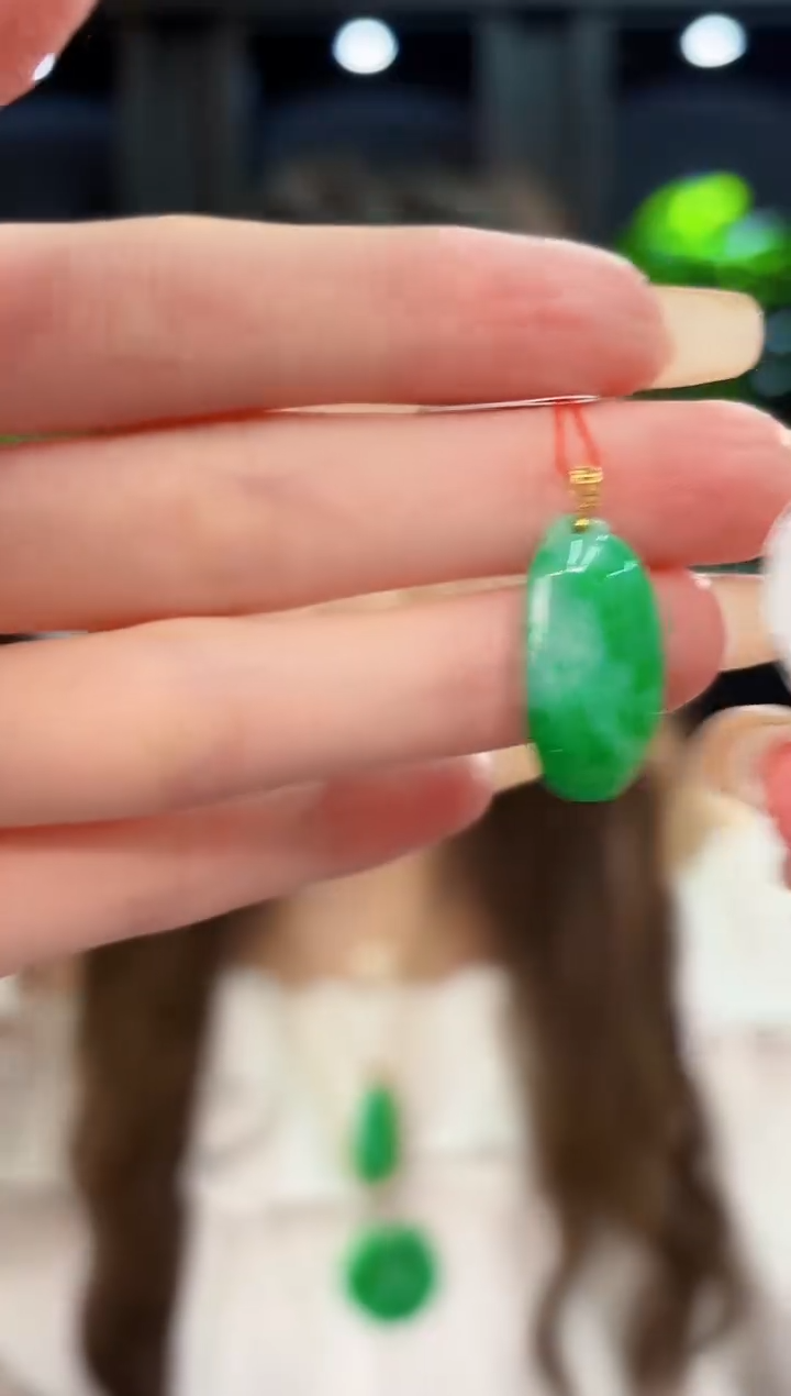 翡翠18K金镶嵌颈饰 缅料A货/支持复检/一件