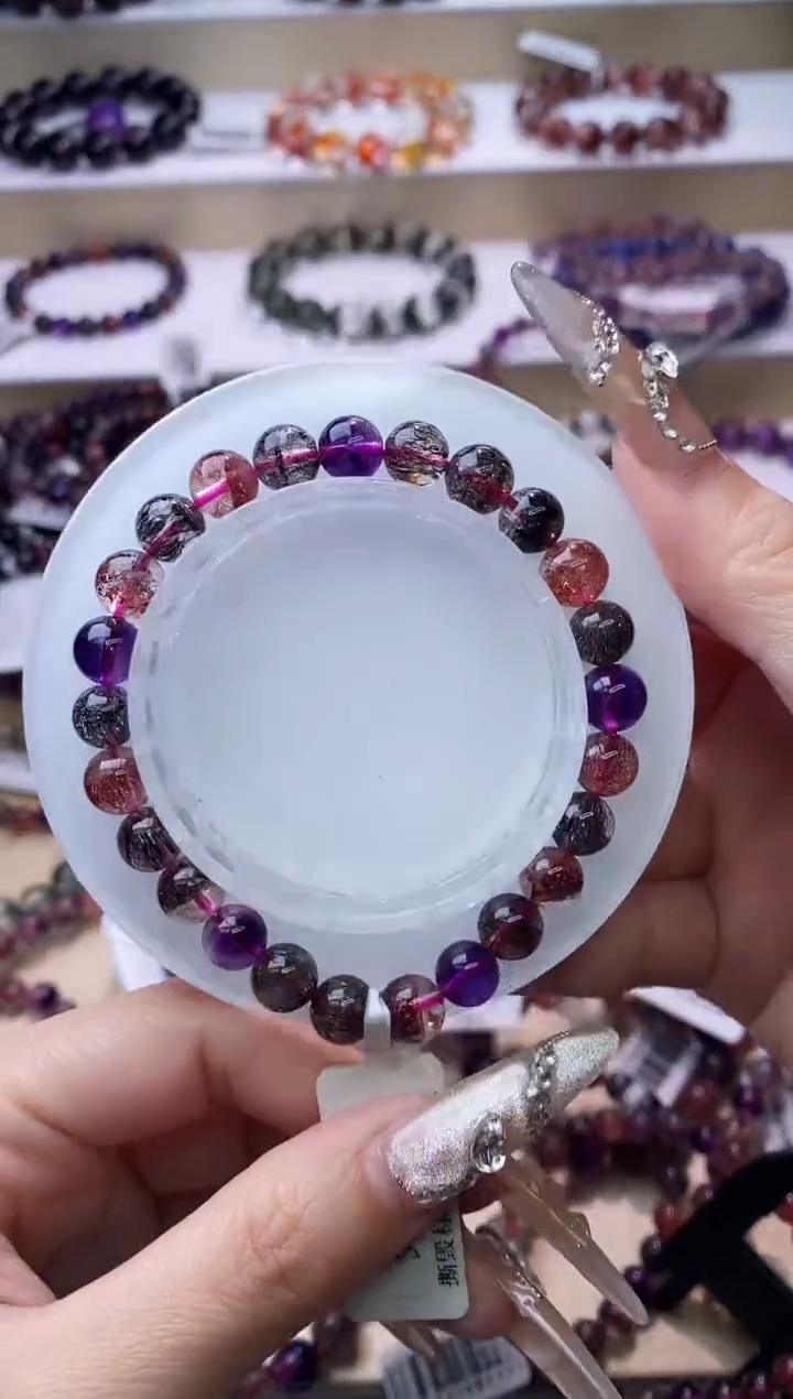 【闪购商品】水晶手链未镶嵌黑加仑超七单圈7m+