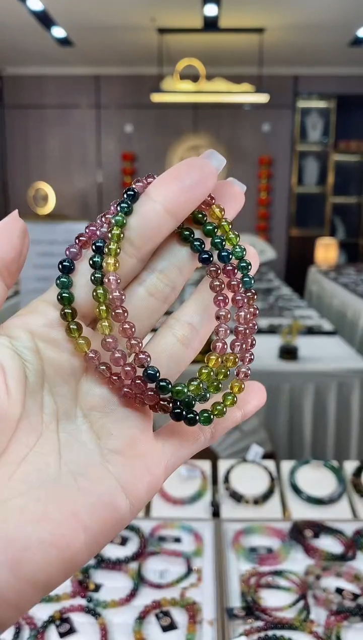 【闪购商品】碧玺三圈手串5mm+未镶嵌（多样性发一条）hon