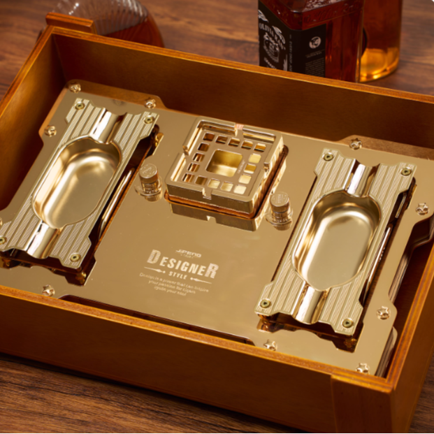 JIFENG季风雪茄打火机剪刀烟灰缸雪茄工具套装豪华高档送礼品金盒