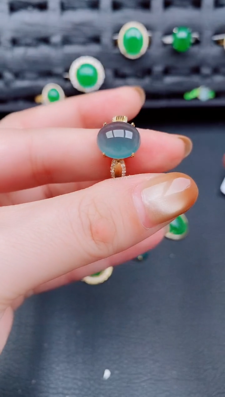 【闪购商品】翡翠戒指银S925镶嵌天然A货翡翠790