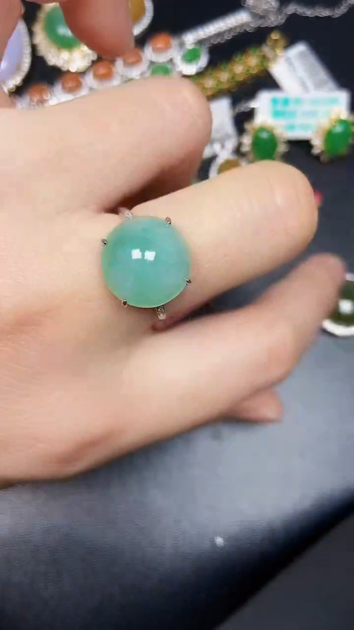 银S925镶嵌戒指翡翠3790