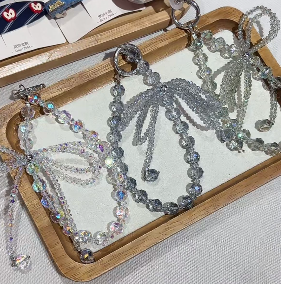 水晶蝴蝶结手机挂件