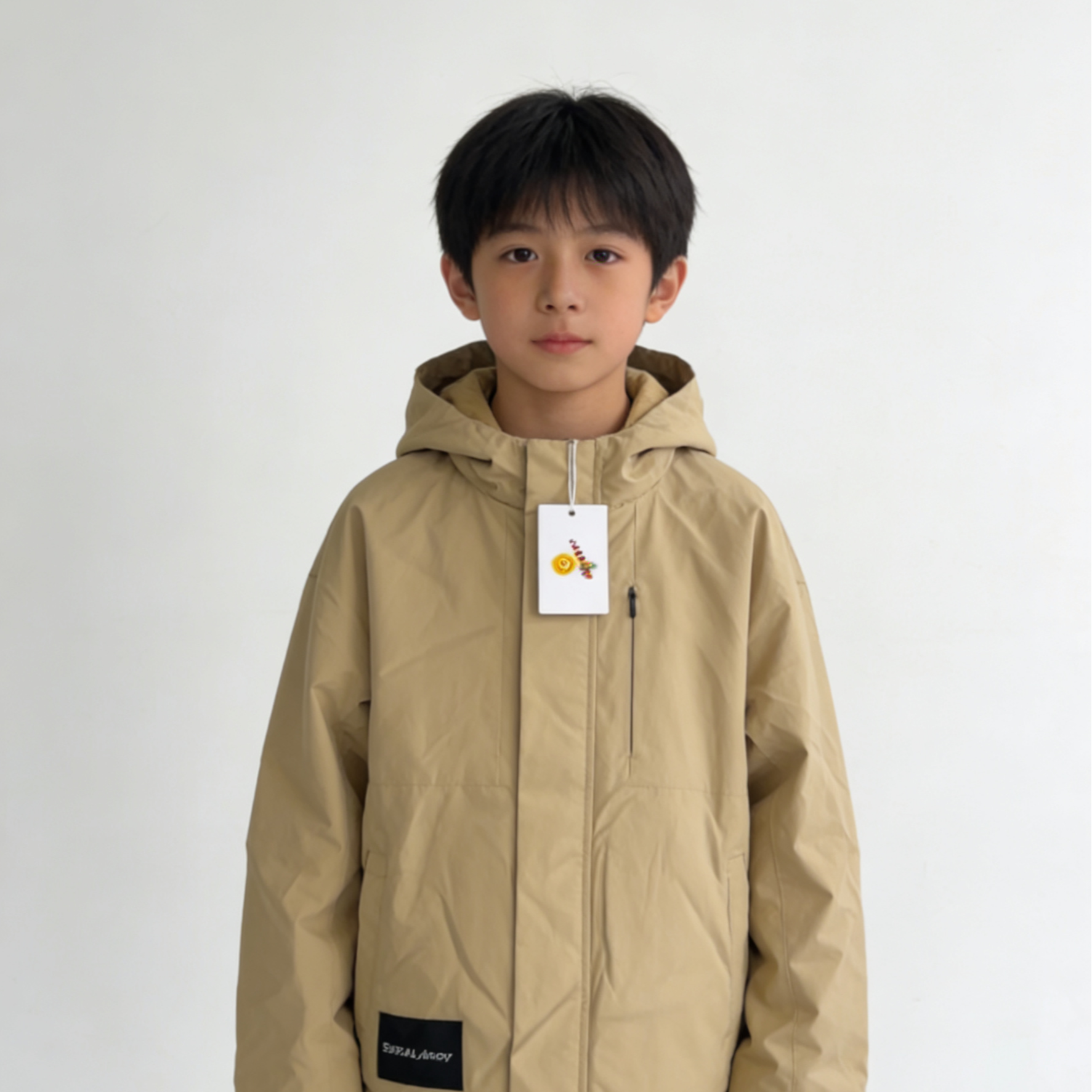 卡其黑标风衣外套