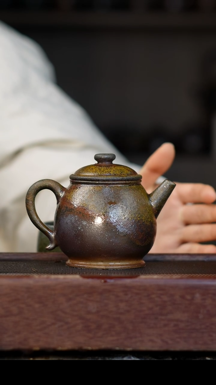茶壶紫砂柴烧紫砂 天青潘壶220cc