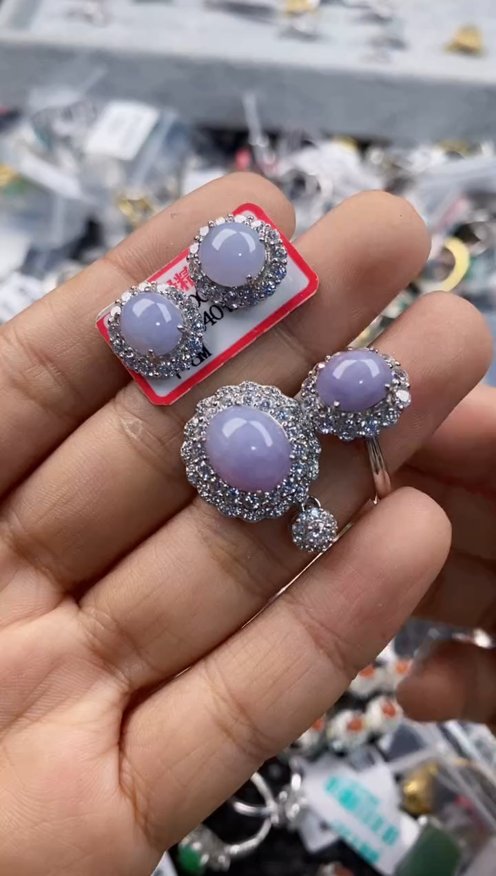 银S925镶嵌戒指翡翠555      9