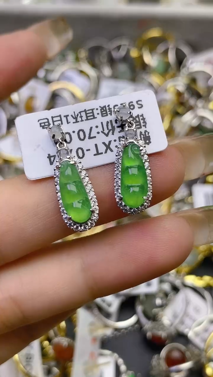 翡翠戒指银S925镶嵌百内无证书