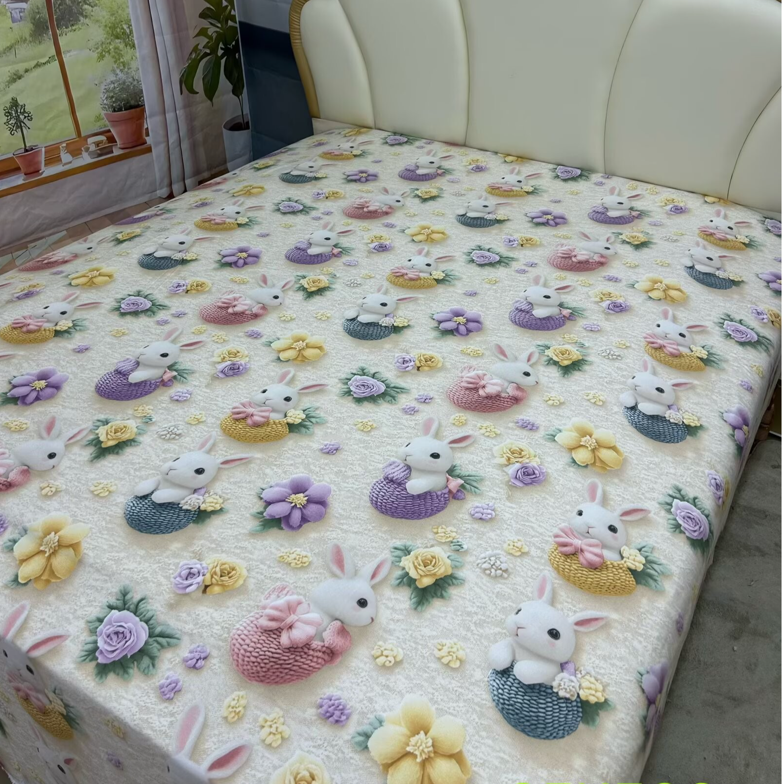 （0170）亲肤加厚双人被套2*2.3米 （花蓝小兔）