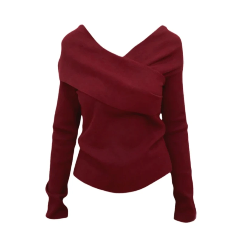 大码胖mm新年圣诞不规则v领针织衫女秋冬修身显瘦内搭打底衫上衣