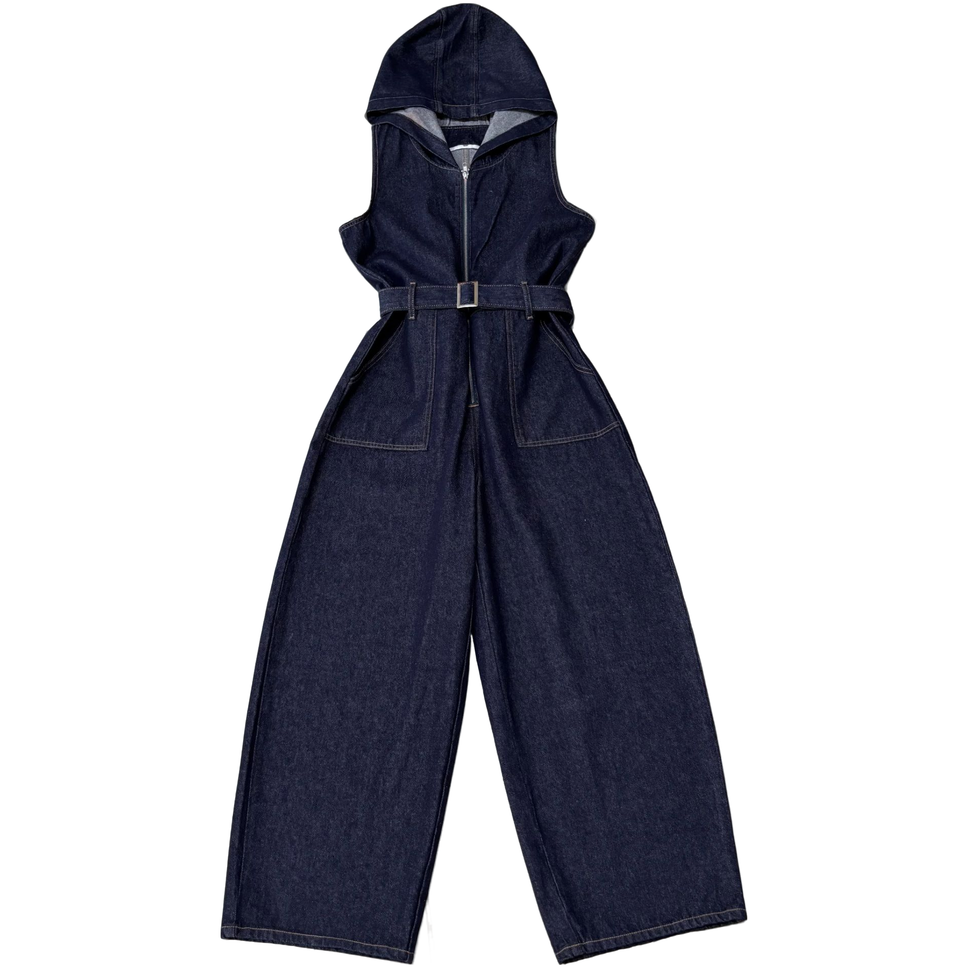 2025秋冬新品欧版设计师款酷帅拽姐风无袖牛仔连体裤257008