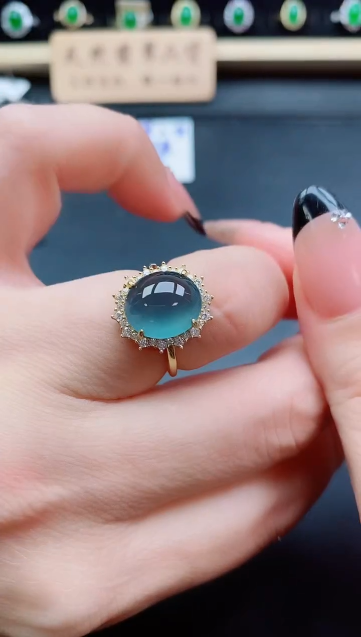 银S925镶嵌戒指翡翠1