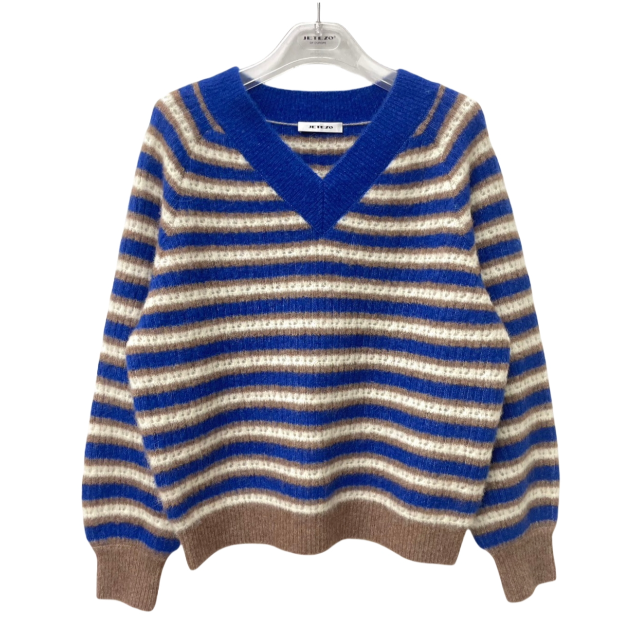 JETEZO/裘堤婼百搭针织条纹冬季毛针织衫开衫BD15210D1