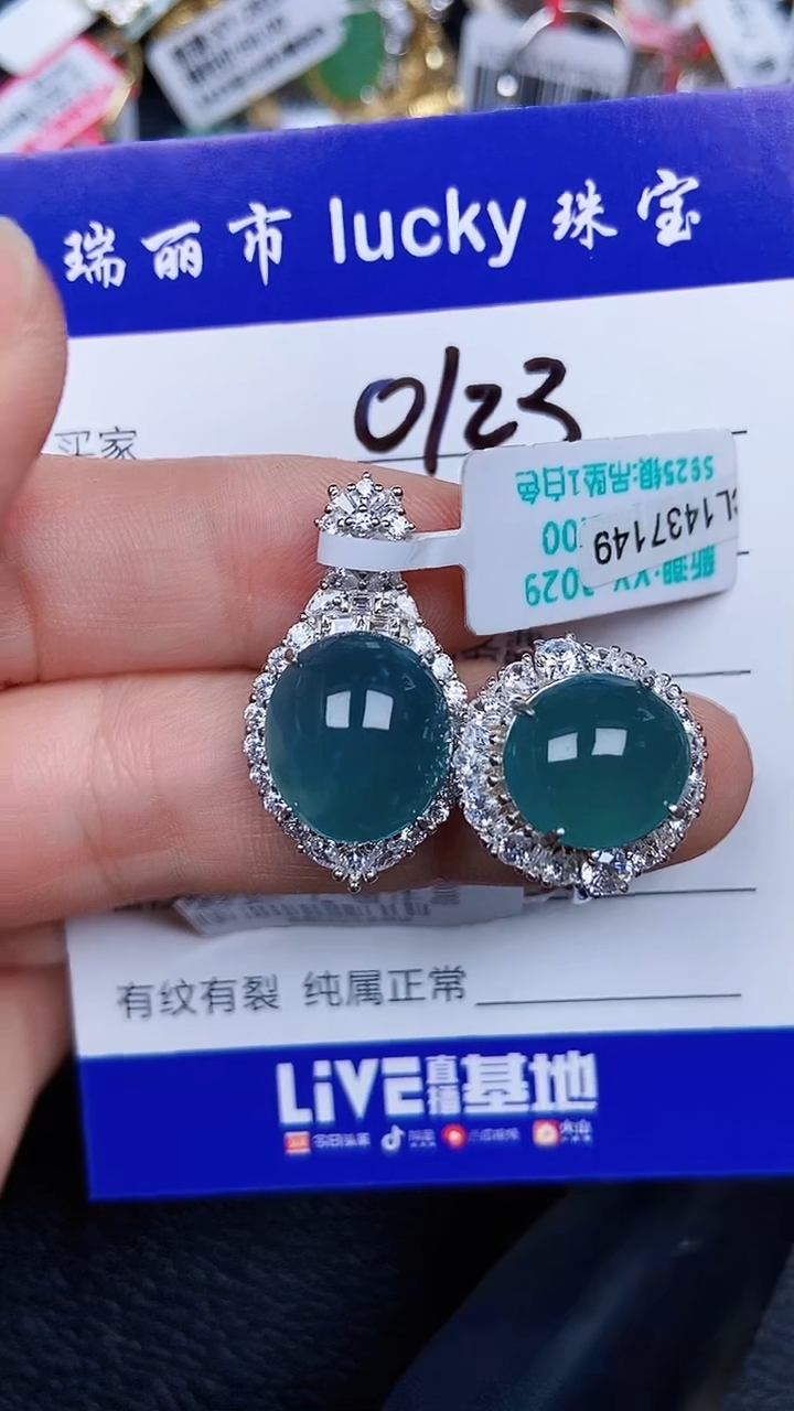 颈饰银S925镶嵌翡翠0123