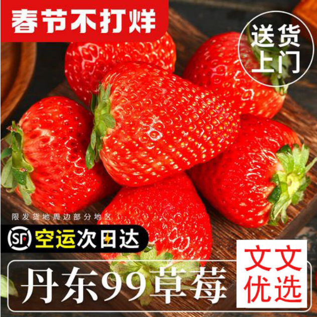 丹东九九红颜牛奶草莓金奖正宗产地直发新鲜水果顺丰全国包邮