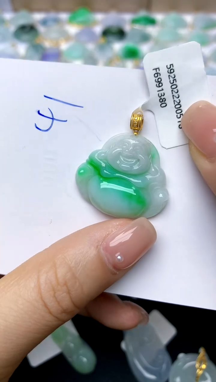 【闪购商品】翡翠颈饰18K金镶嵌41天然A货翡翠