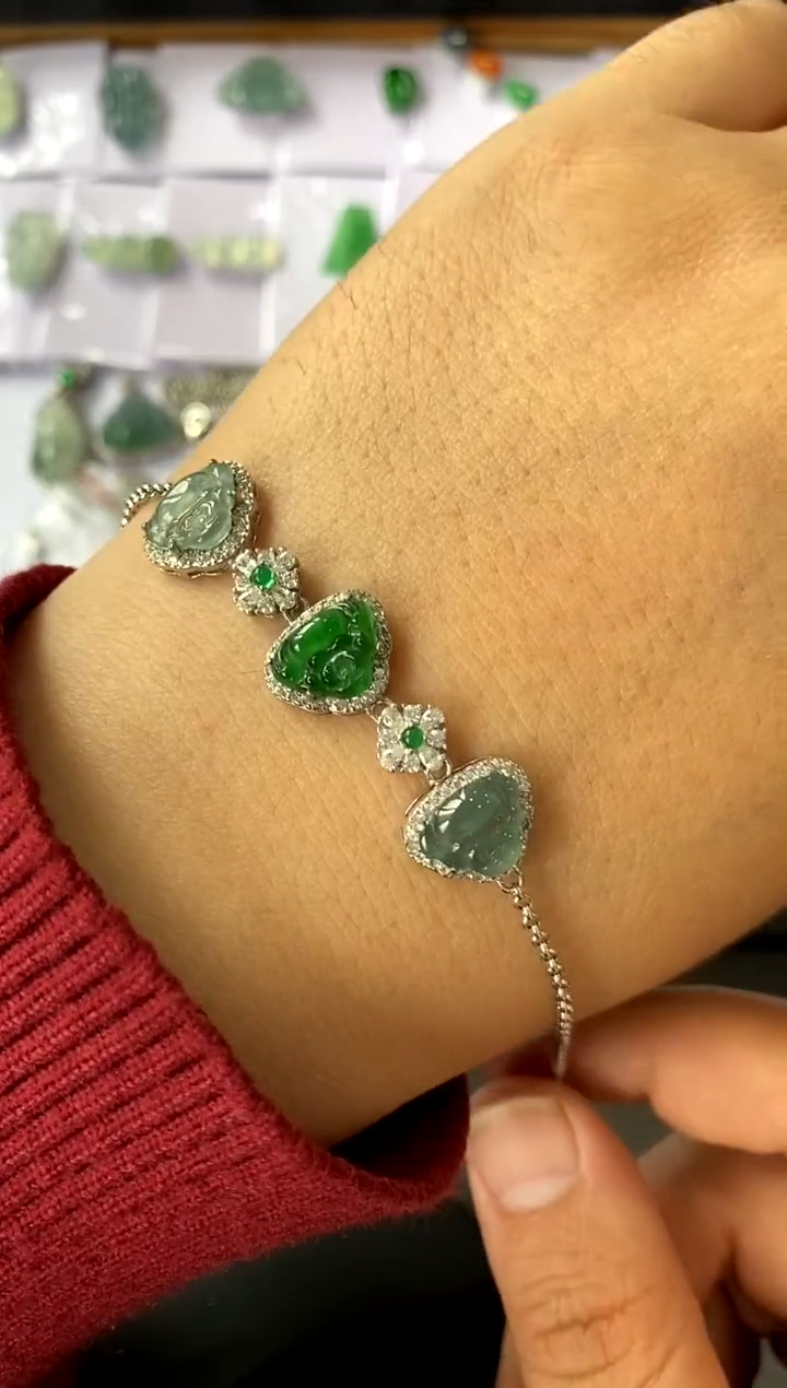 【闪购商品】翡翠手链银S925镶嵌买断价 补