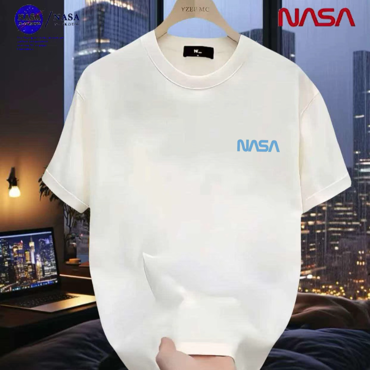 【万针刺绣】NASA联名时尚圆领短袖半袖男女同款情侣潮流百搭T恤
