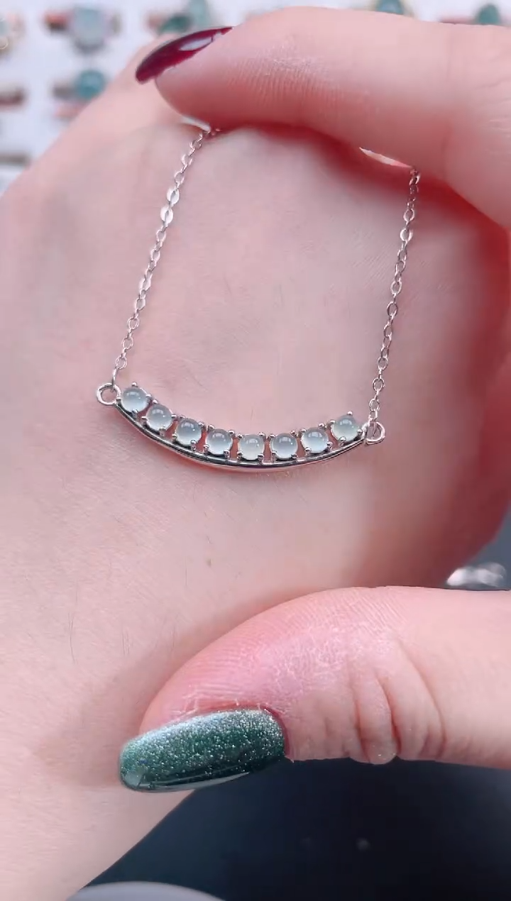 颈饰银S925镶嵌翡翠天然翡翠